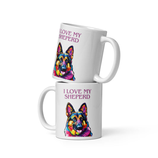 German Sheperd White glossy mug