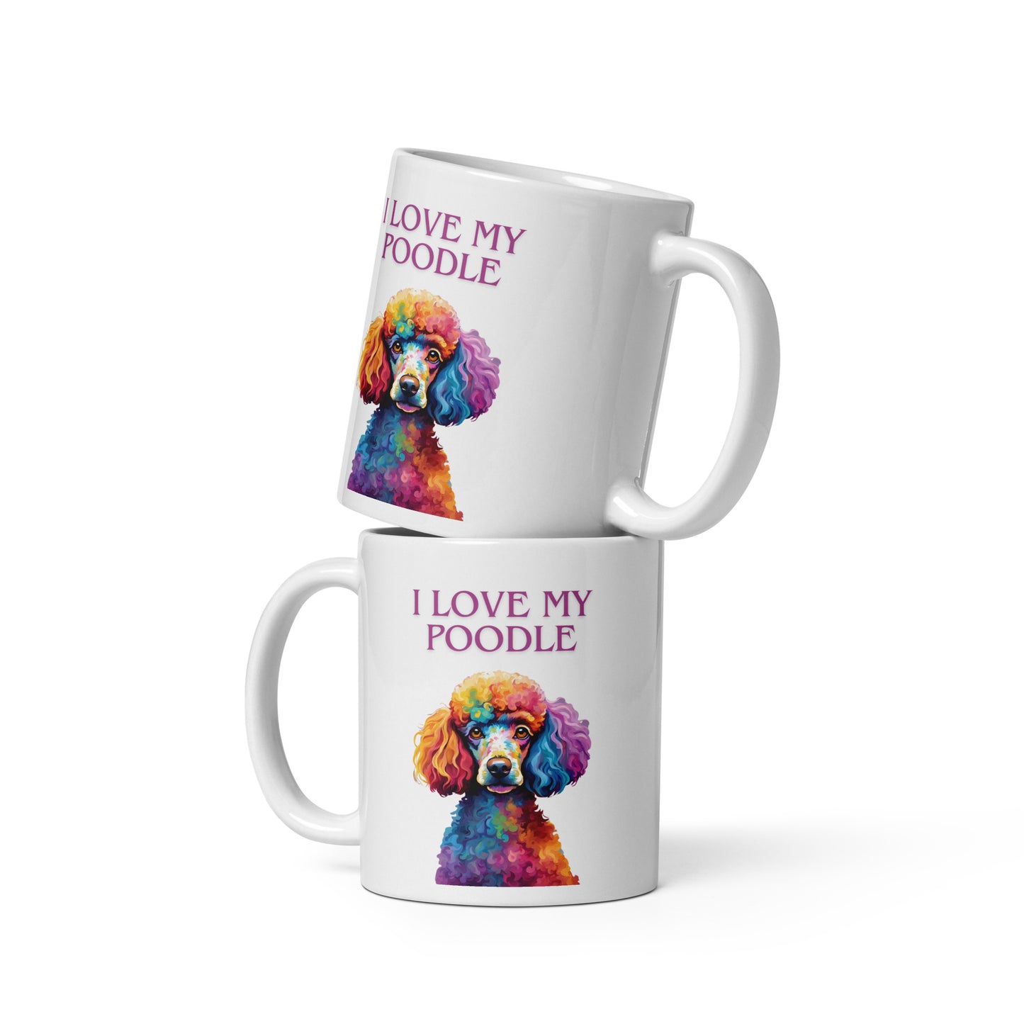 Poodle White glossy mug