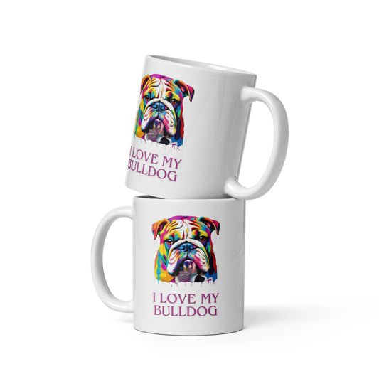 Bulldog White glossy mug