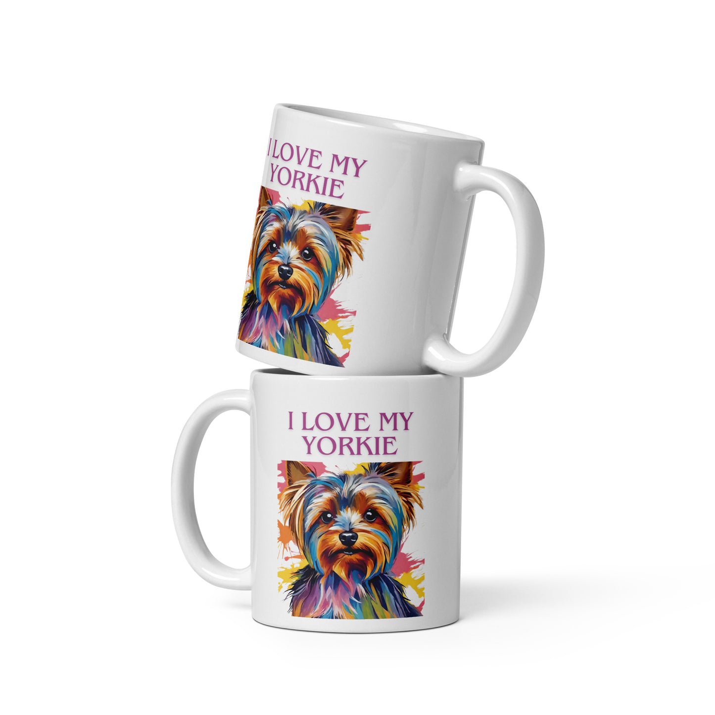 Yorkie White glossy mug