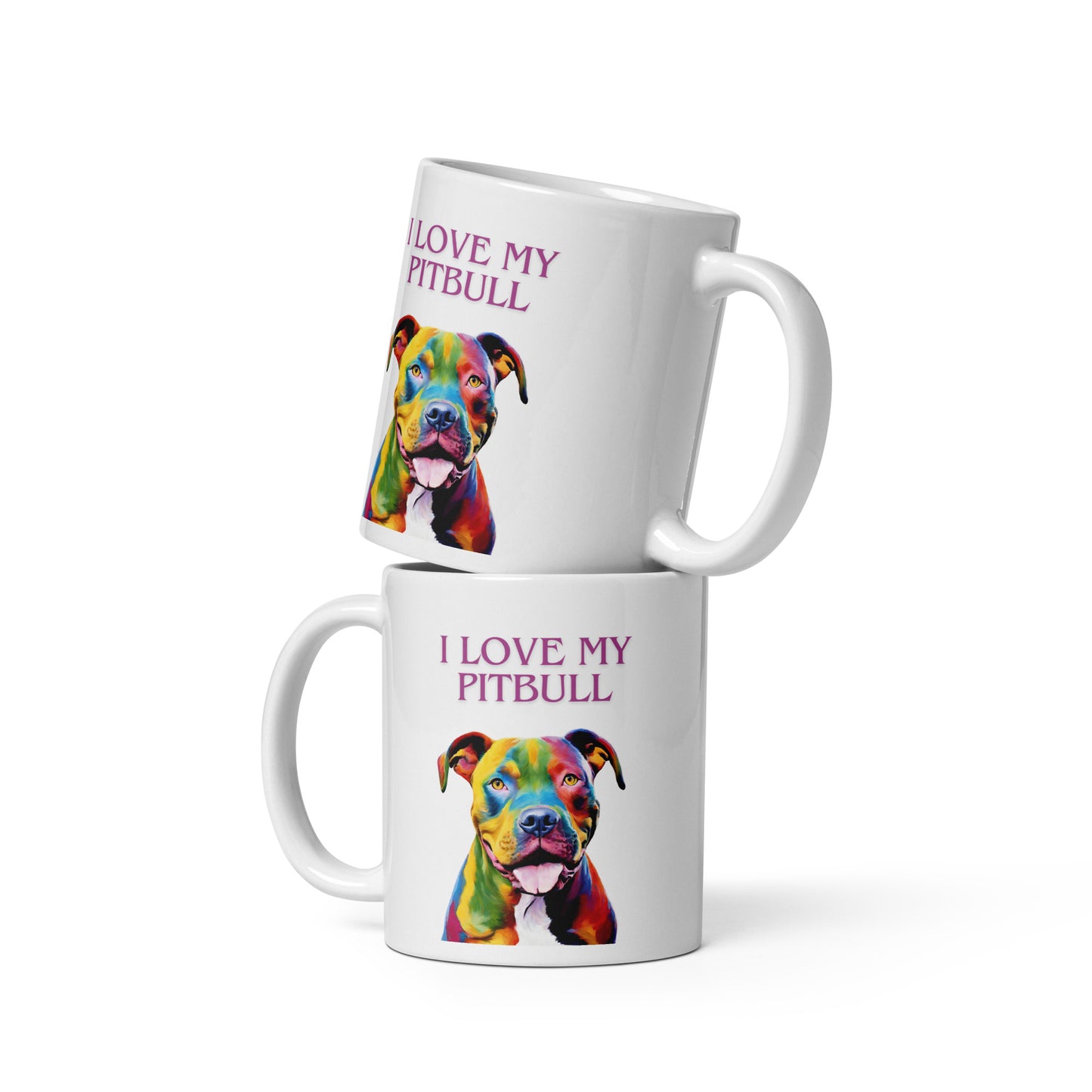 Pitbull white glossy mug