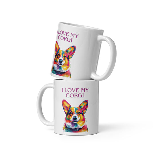 Corgi White glossy mug