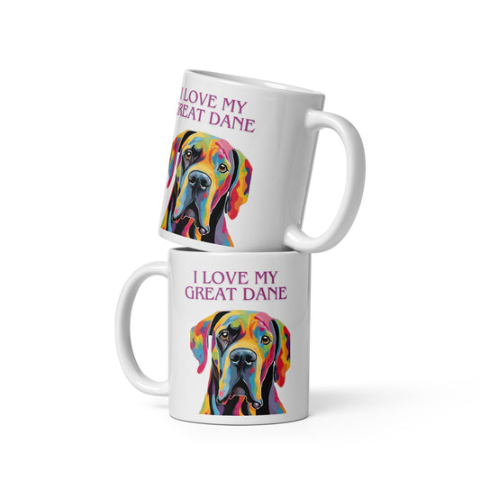 Great Dane White glossy mug