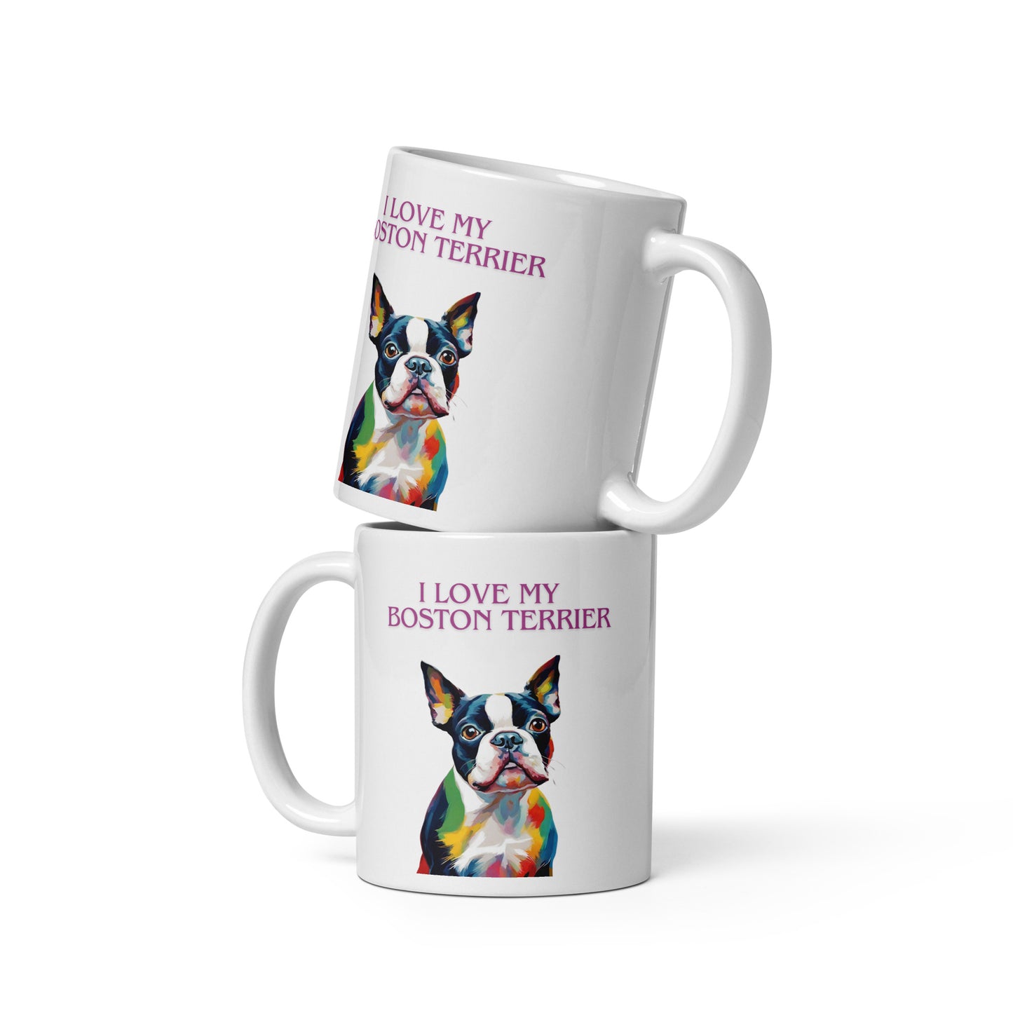 Boston Terrier White glossy mug