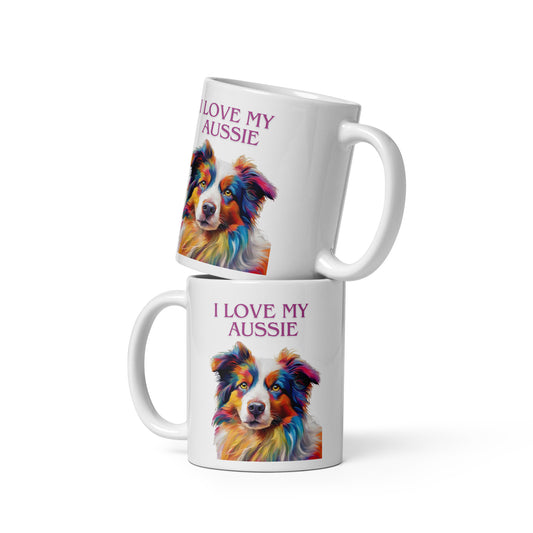 Australian Sheperd White glossy mug